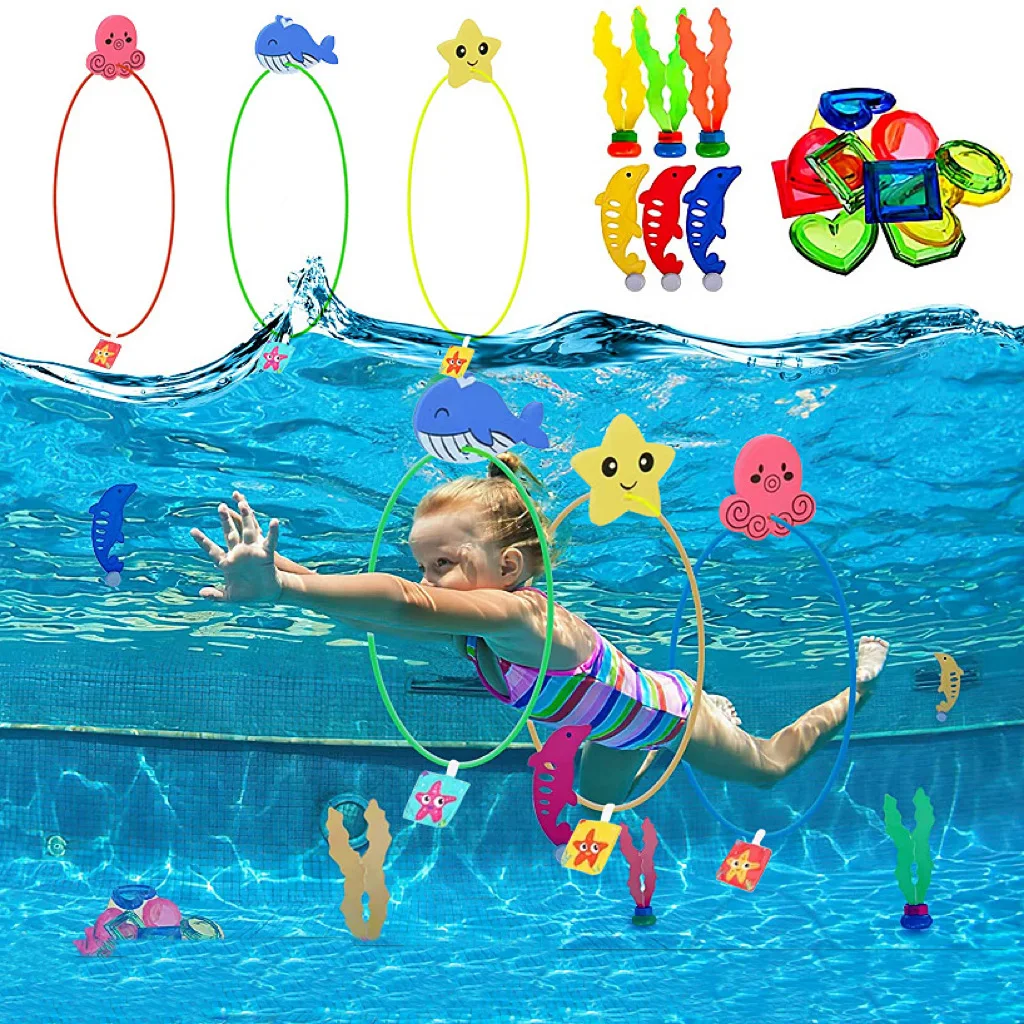 Brinquedos de água de mergulho de verão para crianças 80cm 1 conjunto anéis de brinquedo de mergulho nadar através de anéis forte resiliência melhores presentes de piscina para crianças