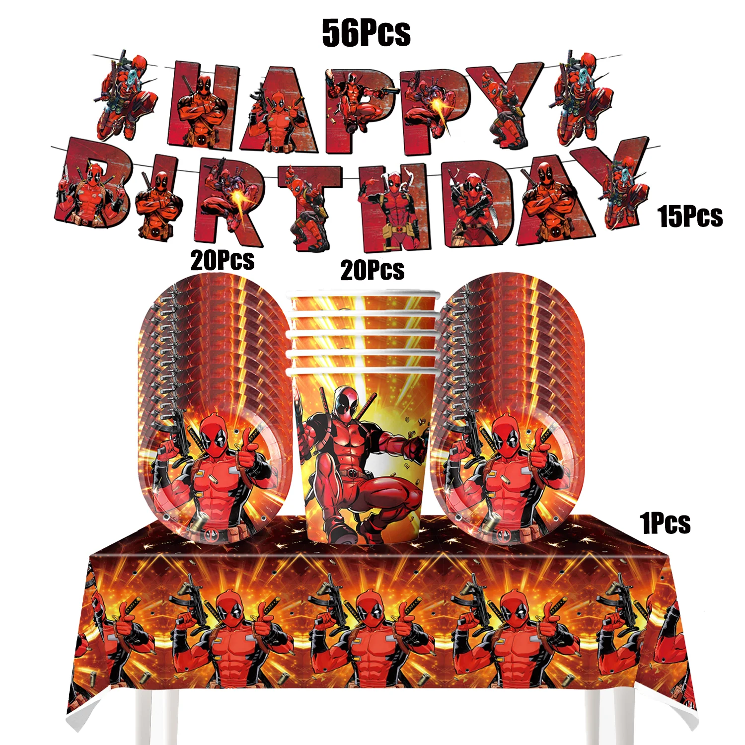 TAKARA TOMY Neue Deadpool Geburtstag Party Dekoration Superhero Geschirr Tischdecke Teller Tasse Kuchen Topper Kinder Jungen Gefälligkeiten Party Supplies 7