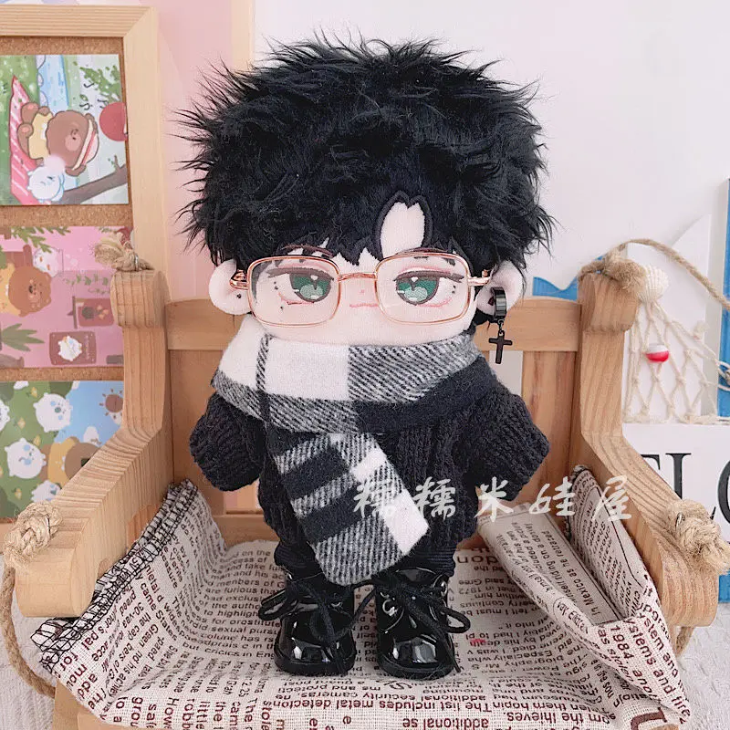 20cm Doll Clothes Cheap Special Comic Youth Suit Haige Scarf Black Sweater Cotton Doll Clothes Change Dolls Accessories Cute Toy