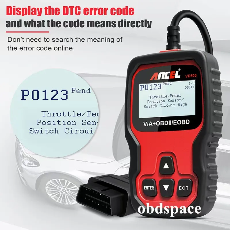 ANCEL VD500 for VAG VW Audi Skoda Seat OBD2 Scanner Full System Diagnosis Tool EPB Brake Pad Reset Oil Reset Throttle Adaption