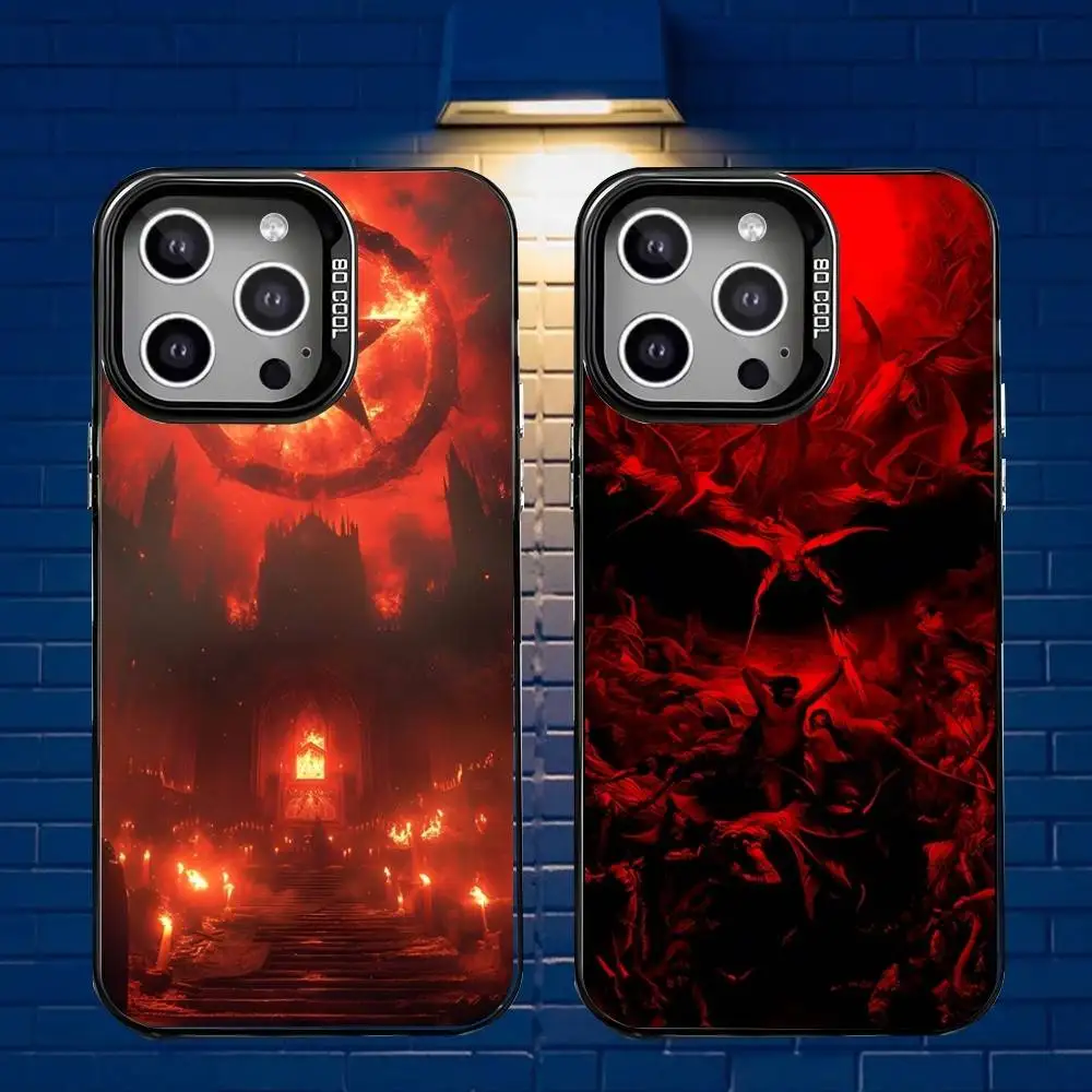

Art Hell Satanic Phone Case For iPhone 17,16,15,14,13,12,X,8,Pro,Max,Plus,SE4,Air,Mini HD Black IMD Matte