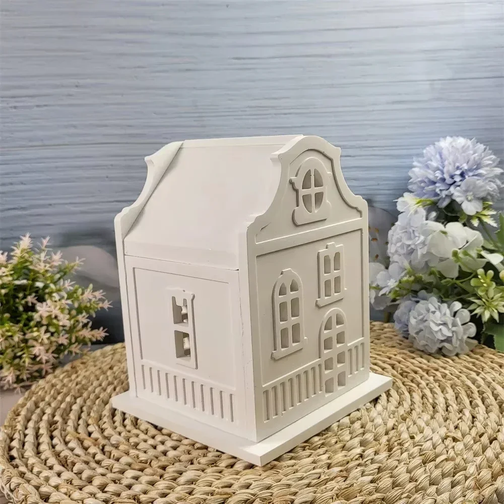 European House Silicone Mold Buildable Building Light House Mould DIY Cement Gypsum Clay Casting Epoxy Resin Mold Home Decor