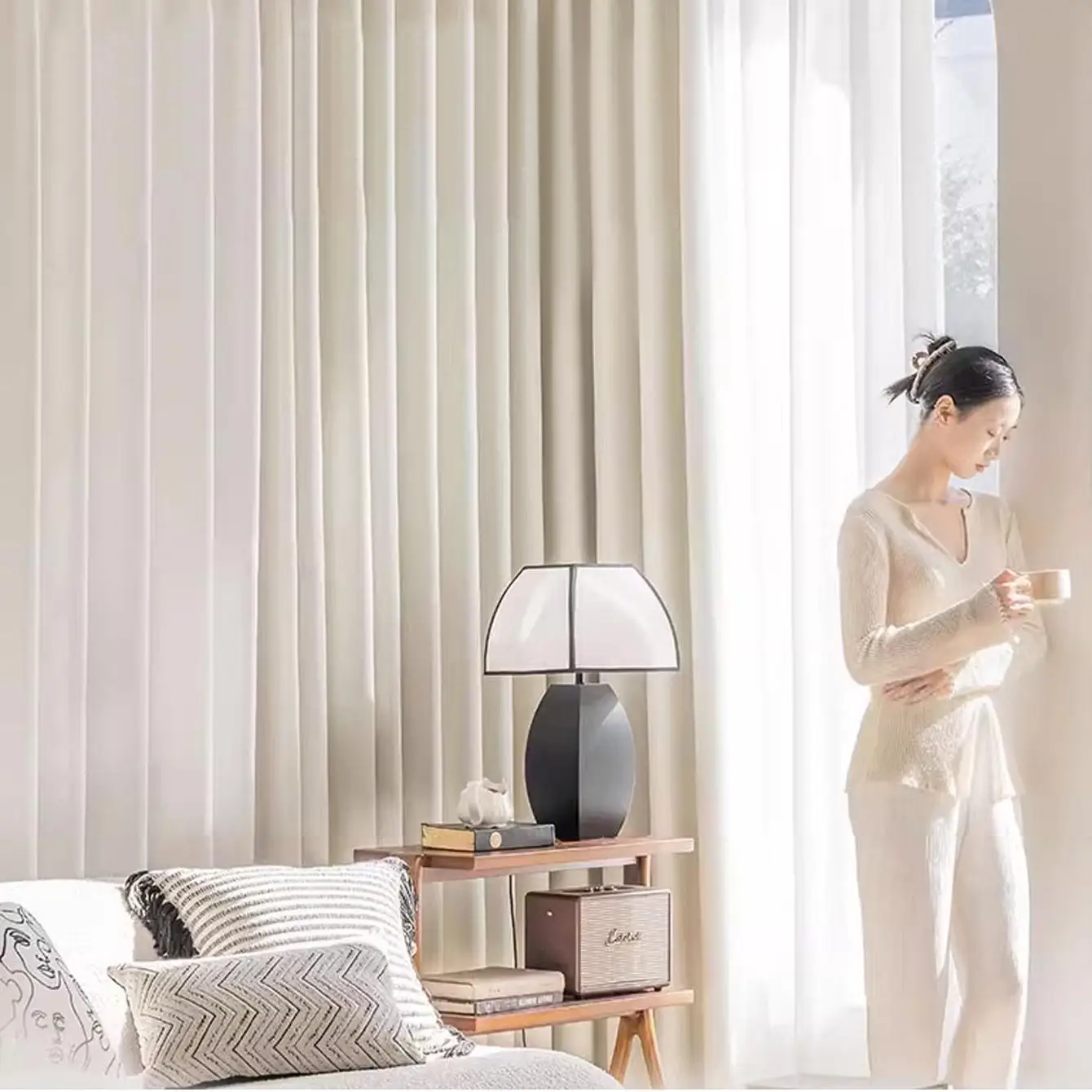 French Cream Blackout Curtains Cheese Cashmere Chenille Bedroom Living Room New Popular Customized Decoration