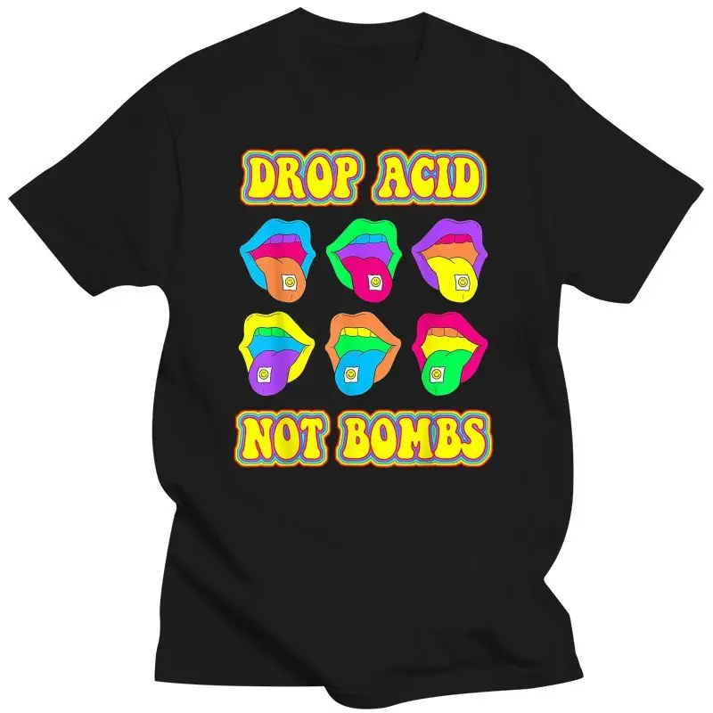 Funny Clothes Drop Acid Not Bombs Trippy Tongue LSD T-Shirt Summer Vintage Fashion Men Women Graphic Tshirts Cartoon Short-sleev