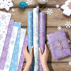 12pcs Snowflake Purple Theme Wrapping Material Paper Xmas Party Gifts Decorative Packing Craft Papers