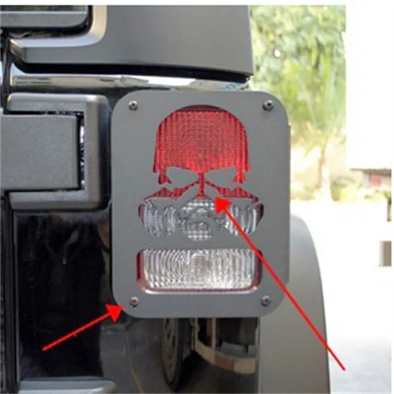 Tail Light Guard Protector Skull Cover Tail Rear Lamp Trim Guards Protector Decor Light Guard Steel for Jee p Wrangler JK 07-17