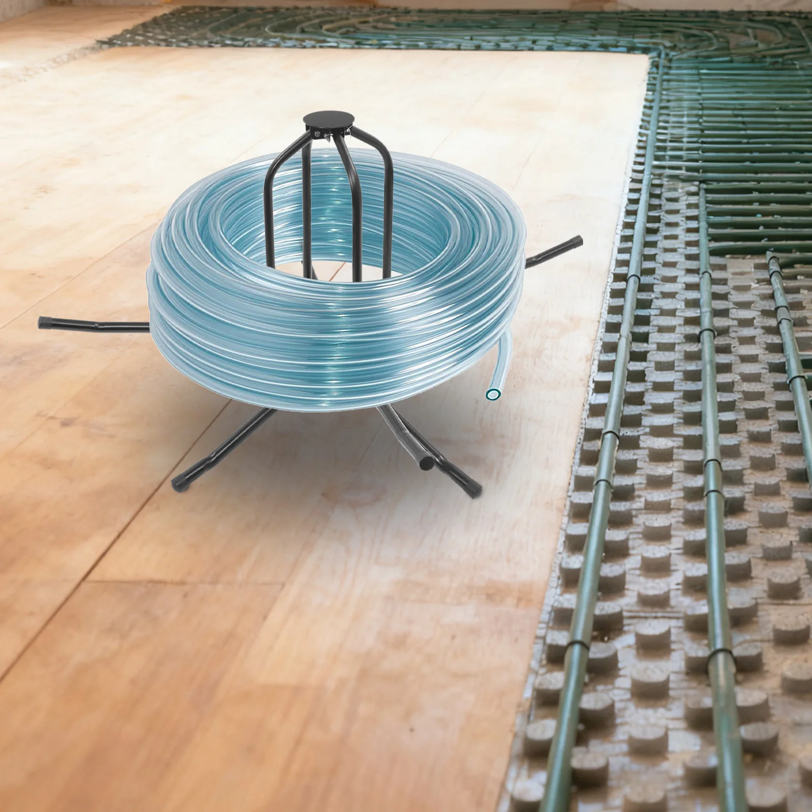 Verstellbarer Rohrspenderständer, faltbarer Rollenhalter mit Tragetasche für Wasserrohre, PEX-Rohre, Installation mit Doppel-/Einzelkugellager – Detail 11