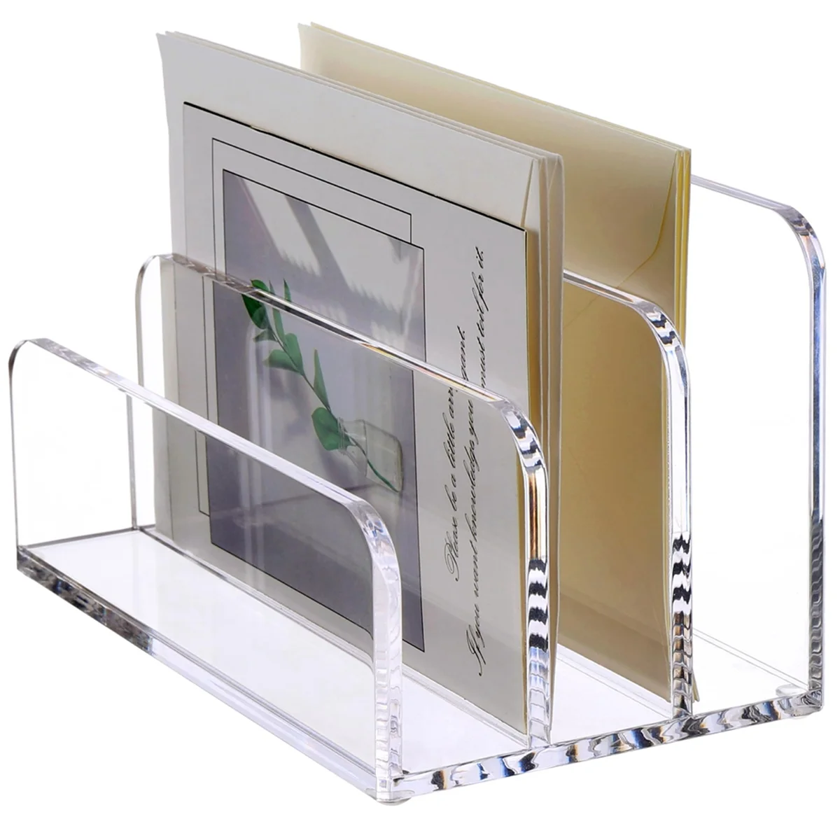 

3 Compartments Mail Organizer Letter Holder for Desk ,Vertical Letter Holder,File Sorter Acrylic Desk Organizer