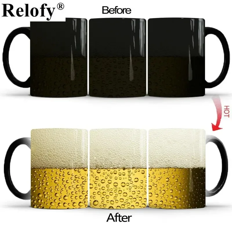 400ml Creative Ceramic Thermochromic Coffee Mug Color Change Mug Color Changing Cups Cup Turner Funny Milk Beer Cups Drinkware