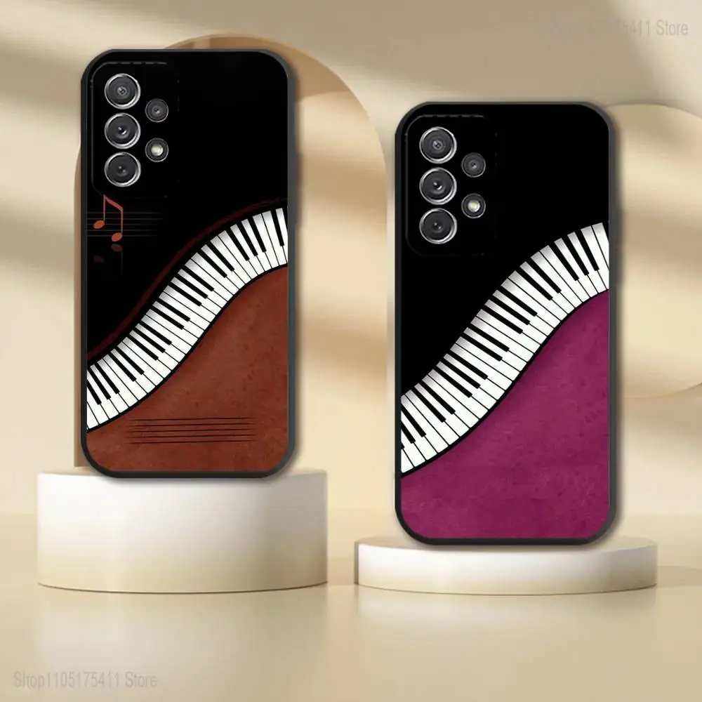Klavier-Klassikmusik-Handyhülle für Samsung S 25,24,23,22,30,21,10,9,Ultra,Plus,Lite,FE,4,5G, schwarze weiche Hülle