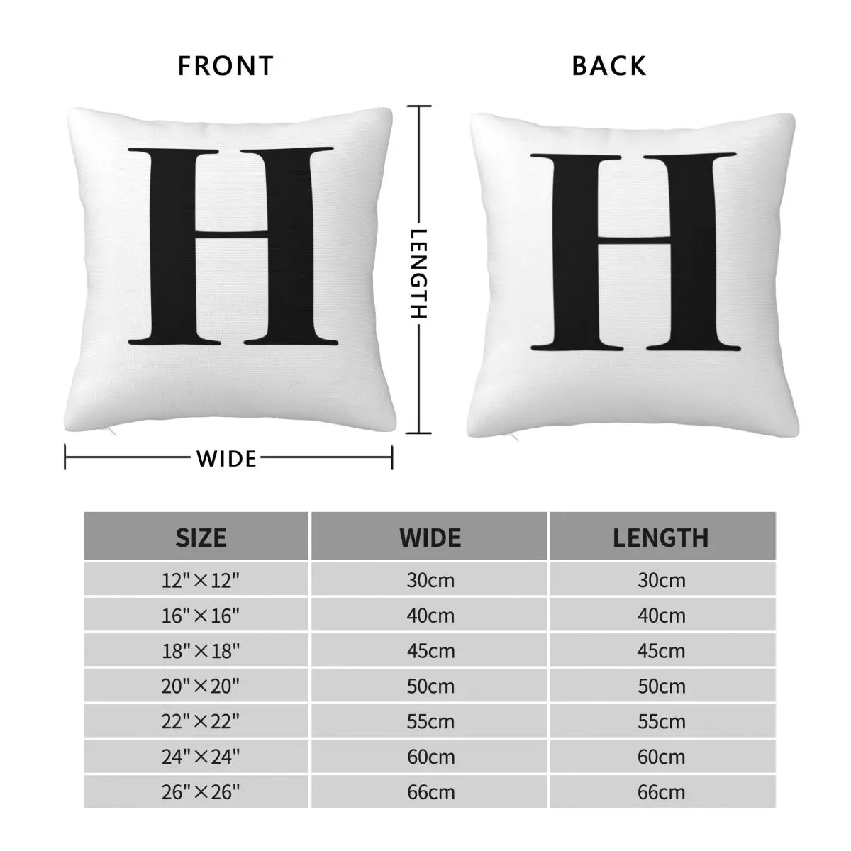 Letter H Monogram Initial Pillowcase Polyester Linen Velvet Pattern Zip Decor Throw Pillow Case Home Cushion Cover