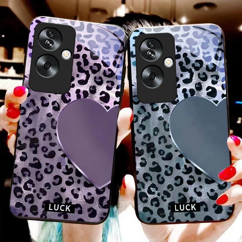 Speckled Love For Oppo A79 5G 58 78 74 60 4G Reno 11F Realme GT 6 11 Note 50 10 C55 X2 Tempered glass black phone case