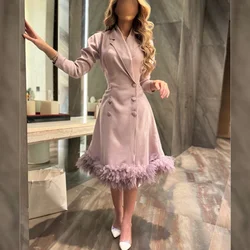 Robe de soirée froncée à boutons personnalisés, robes mi-longues, ligne A, col en V, occasion sur mesure