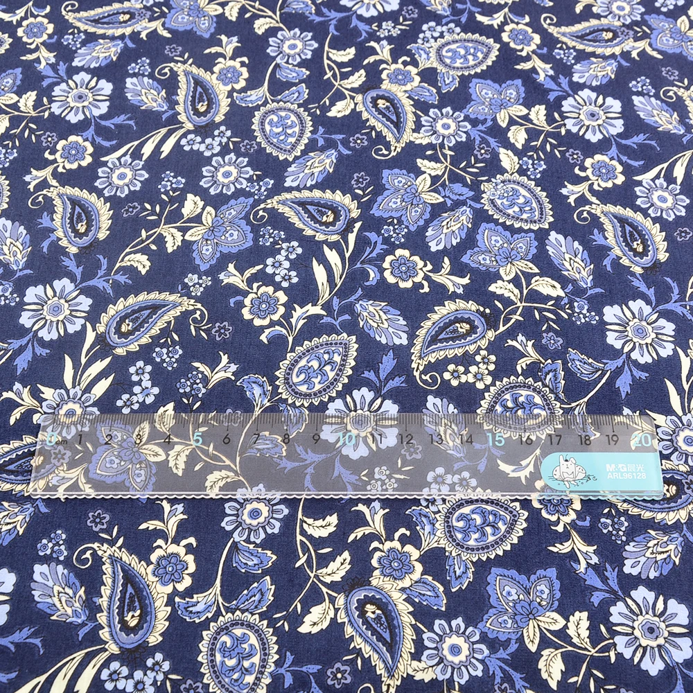 Teramila Cotton Poplin Printed Floral Design Black Home Textile Children\'s Cloth Fat Quarter Per Meter Crafts Patchwork Fabrics