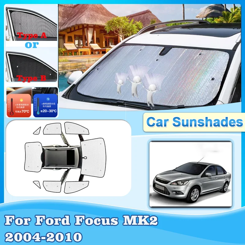 

Автомобильные солнцезащитные козырьки с полным покрытием для Ford Focus MK2 MK2.5 2004 ~ 2010, солнцезащитные козырьки с защитой от ультрафиолета, солнцезащитные козырьки для окон, аксессуары