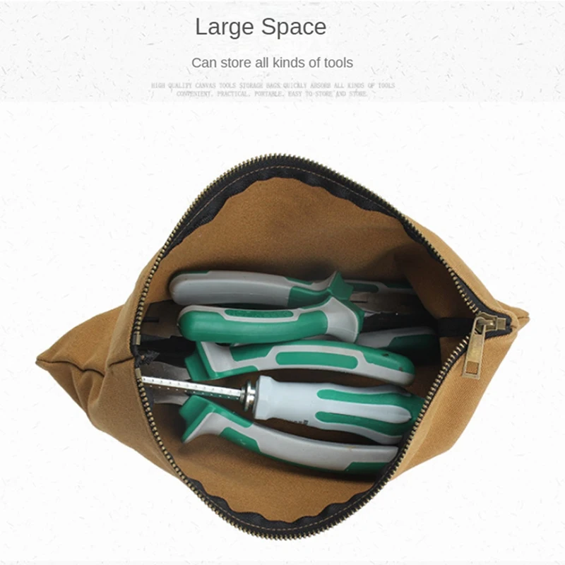 Canvas Tool Pouch Bags Zipper Small Multipurpose Organizer Pouch,With Buckle,For Storage Tools Items Portable Supplies 30 X 16Cm