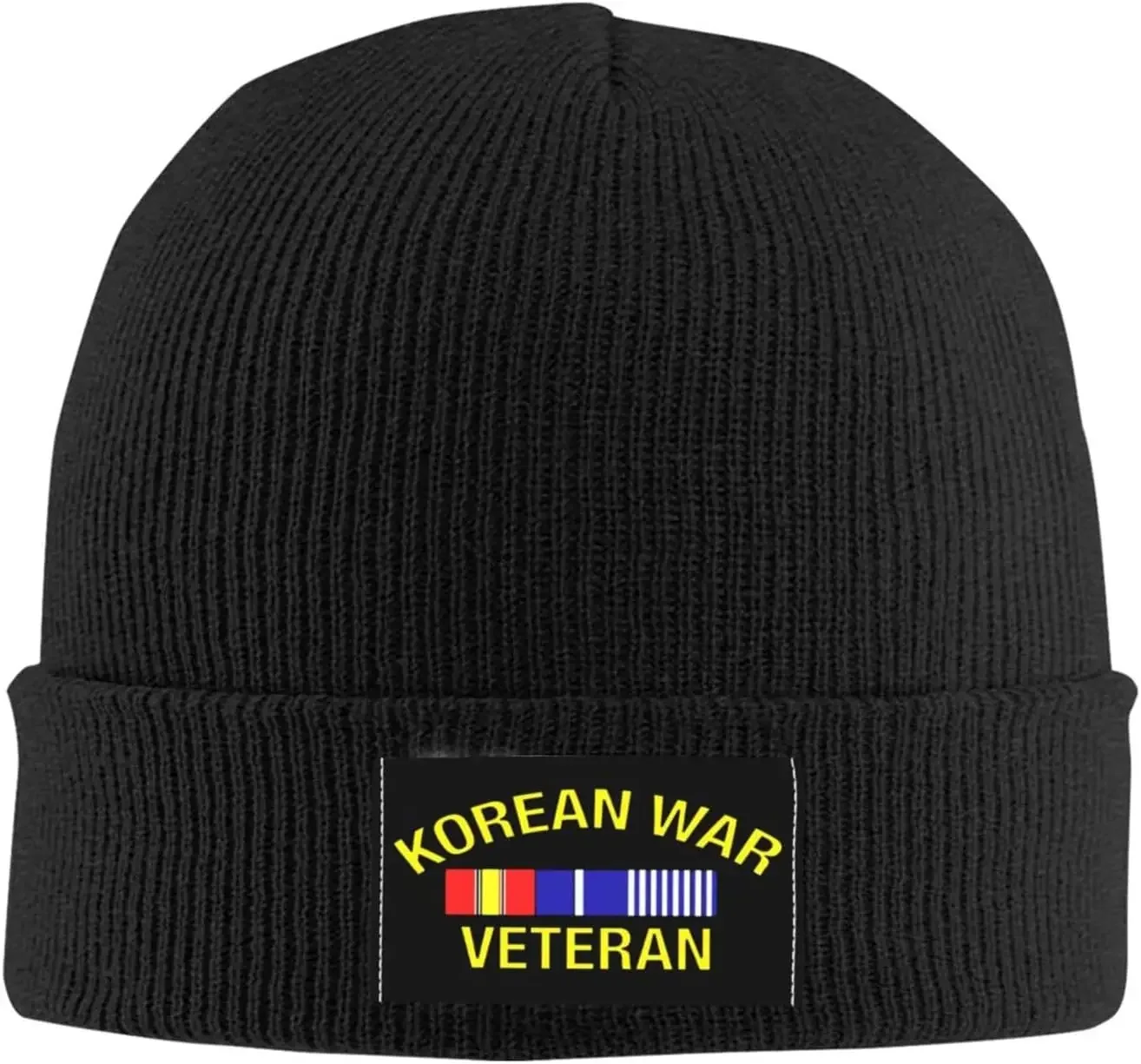 Korean War Veteran Beanie Hats Warm Chunky  Knit Hat Slouchy Skull Cap for Women Men Black