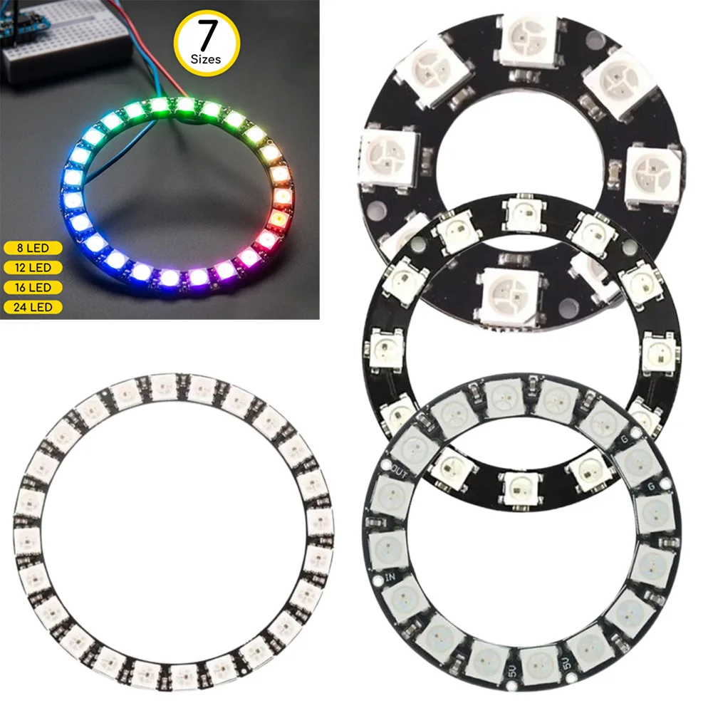 5V pierścień LED indywidualny adresowalny RGB LED NeoPixel pierścień dla Arduino WS2812 pełnokolorowe lampy sterownika akcesoria oświetleniowe