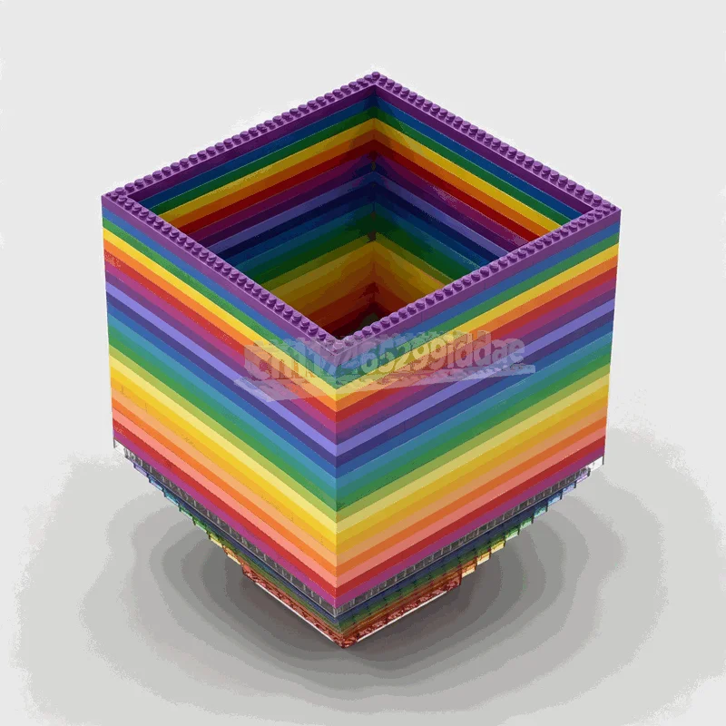 1047PCS Small Trash Can Colorful Rainbow Storage Box MOC Creative Building Blocks DIY Assembly Toy Educational Home Display Gift