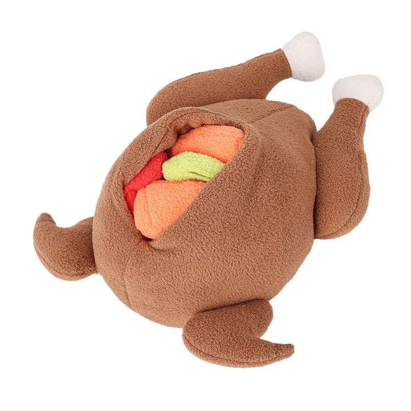 Dog Cat Toy Food Training Turkey Plush Pet Products Pet Interactive Puzzle Feeder Dog Chew Toys with Squeaker Hide Food Toys