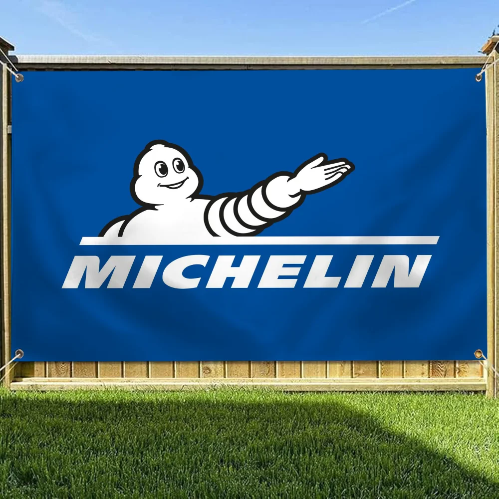 Michelin Garage Flag Four Hole Single Sided Flag Funny Flags and Banners Outdoor Decorations Wall Decoration Room Decor Y2k Home