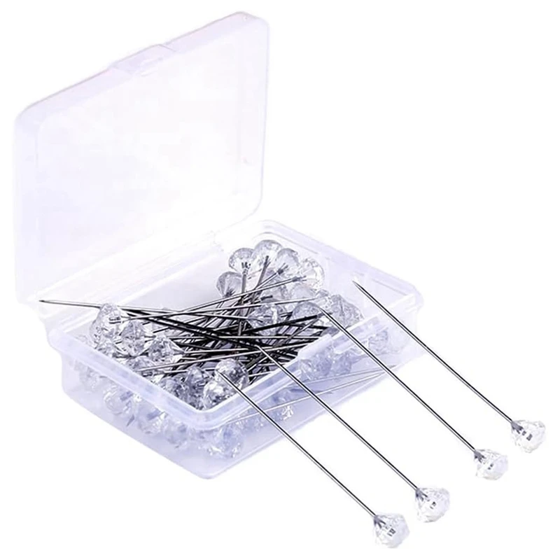 50 Pcs Corsage Bouquet Pins,2 Inch Flower Diamond Rhinestone Brooch, Straight Needle For Wedding Bride Hair Accessories