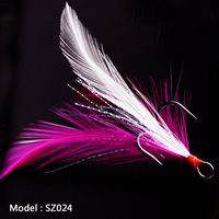 10pcs Treble Fishing Hook With Feather For Minnow Fly Fishing Lures Crankbaits Barbed Annular Sharpened Fishhook 10-3/0# sz024