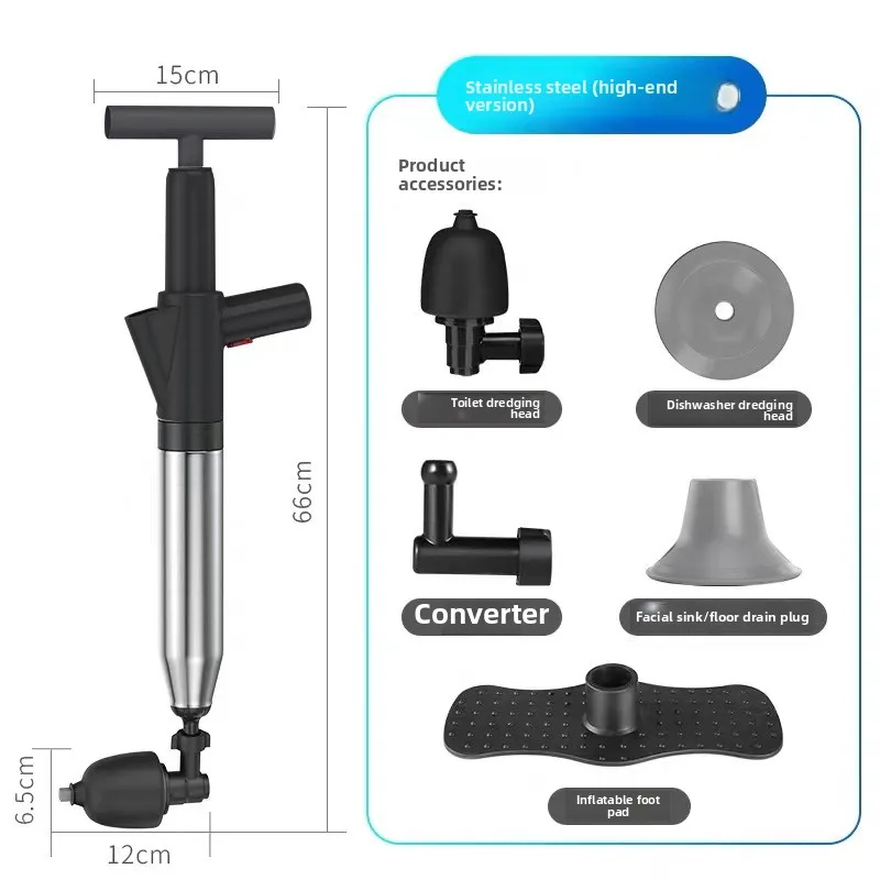 

Мощный плунжер для унитаза, воздушный насос высокого давления для раковины, ванны, инструмент для удаления засора для слива душа, незасоряет секунды