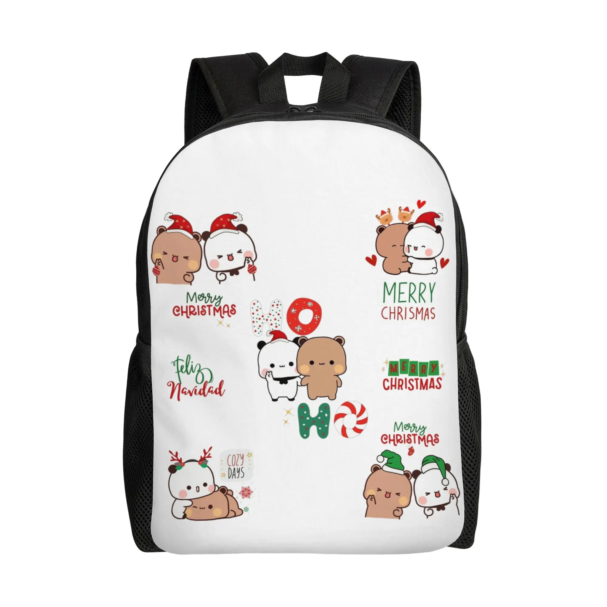 

DuDu Bear and BuBu Panda Merry Christmas Pack! Backpack Women Men Large Backpacks Polyester Funny High School Bags Rucksack