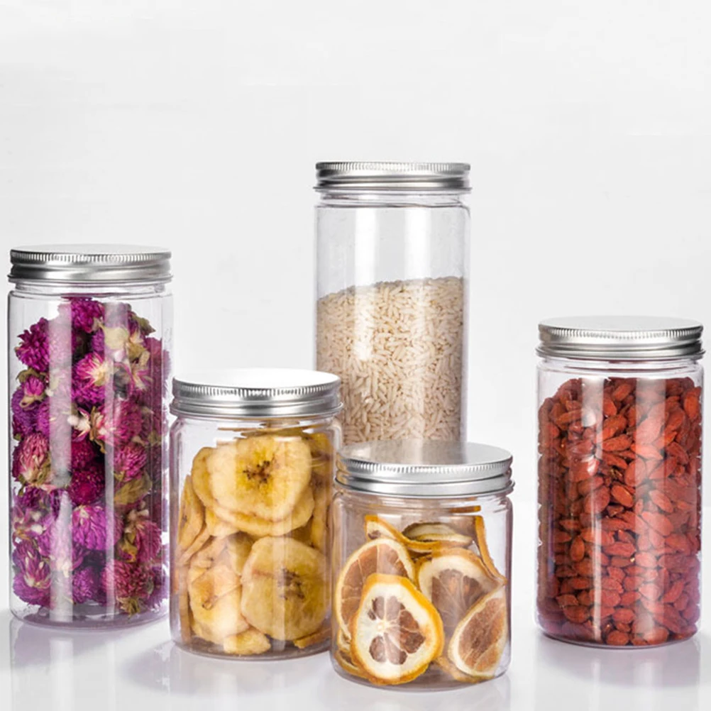 

6 Pcs y Jars Storage Containers Clear Grain Cans Thickened Aluminum Screw on Aluminum Screw On Lids Storage ganizer