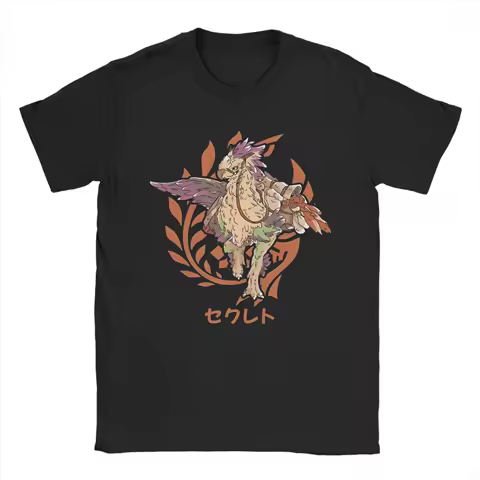 Men T-Shirt Monster Hunter Wilds Seikret Funny Cotton Tees Short Sleeve Game Gaming T Shirts O Neck merchandise Gift Idea