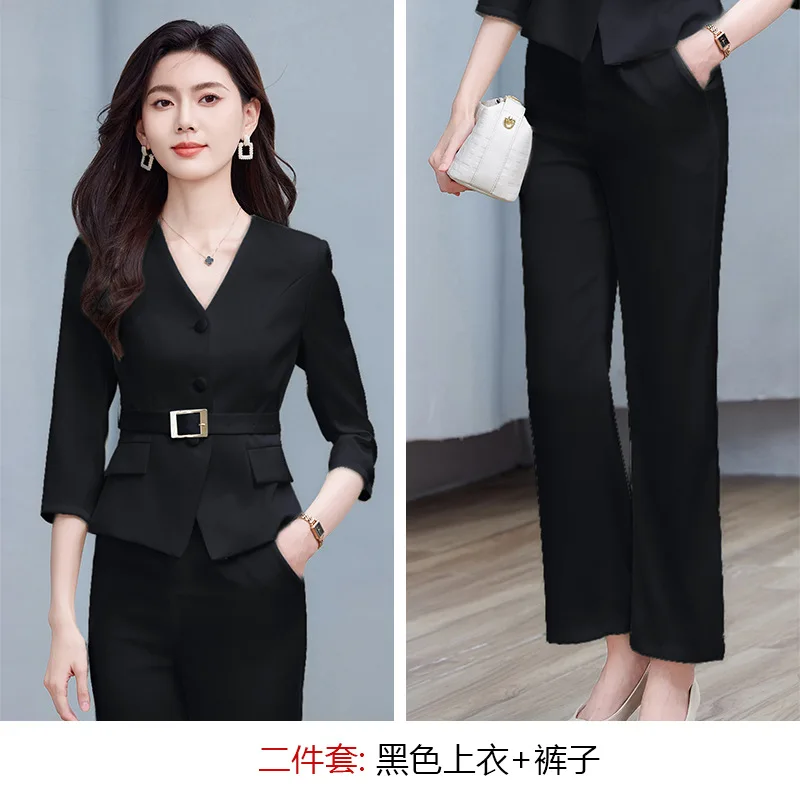 Spring Summer New Professional Suit for Beauty Salon Hotel Restaurant Front Desk Workwear High-end Elegant Set Workwear for Wome