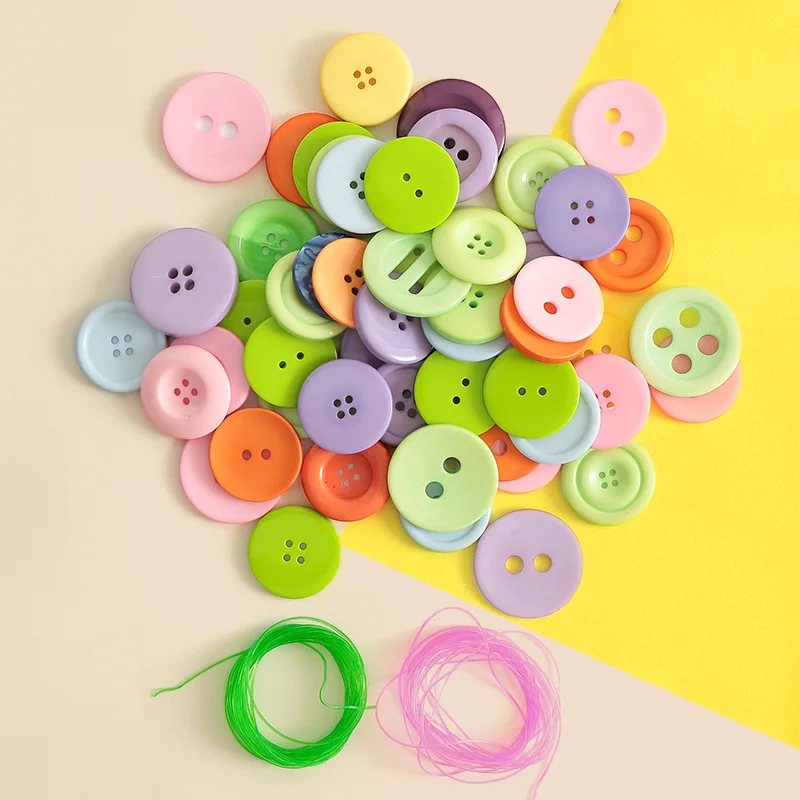 New Style Spot High-value Color Large Buttons Puzzle Wear Buttons Fine Movement Training Finger String Rope Line Buttons
