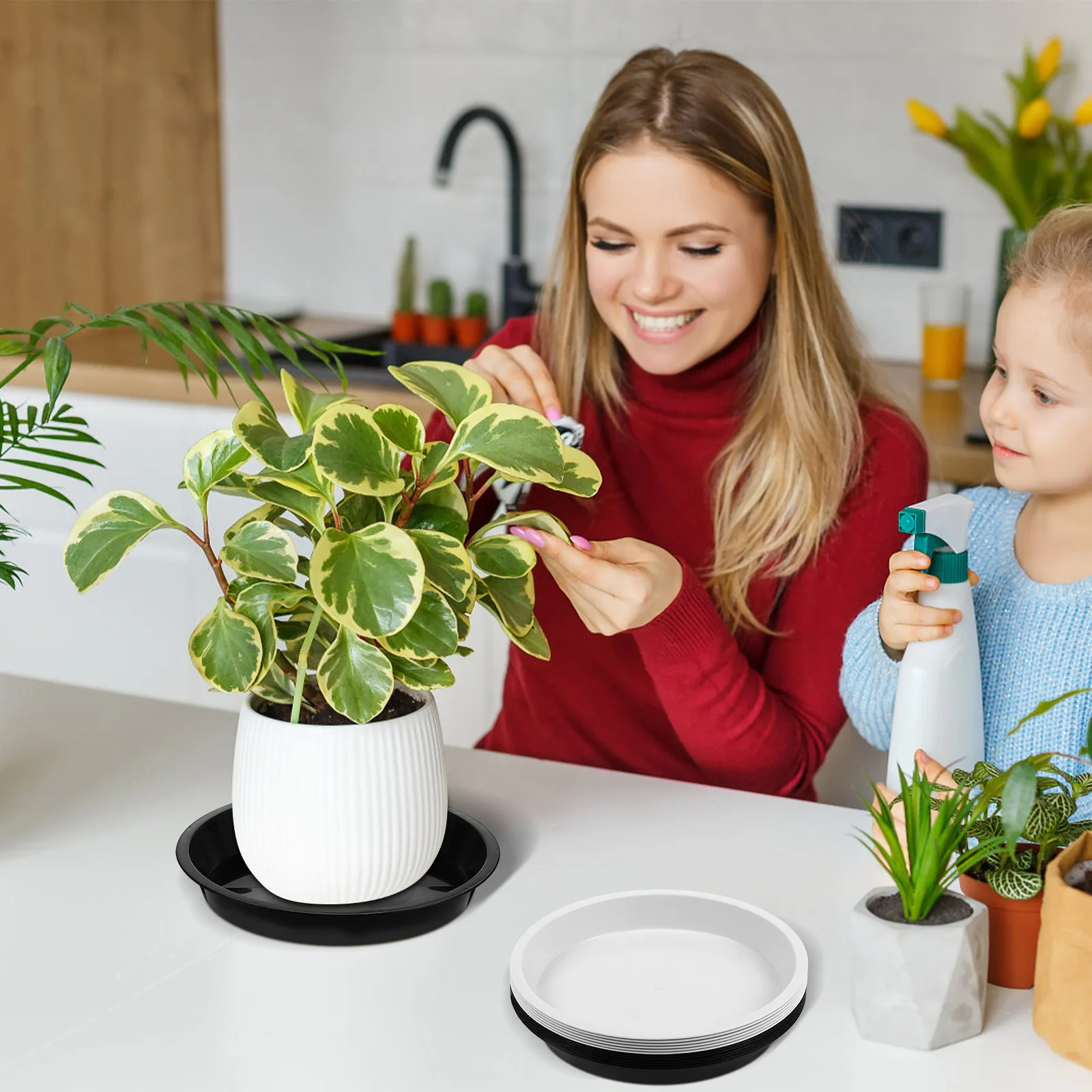 

12Pcs Round Plant Saucers Water Tray for Potted Plants Strong Non Deformable Flower Pot Trays Outdoor Indoor Garden Accessory