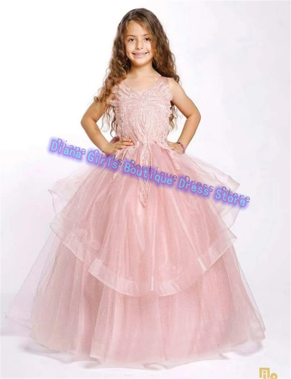 New Elegant Flower Girl Dress Tulle Puffy For Wedding Toddler Little Baby Girls Birthday Pageant Party Dress Customised Gowns
