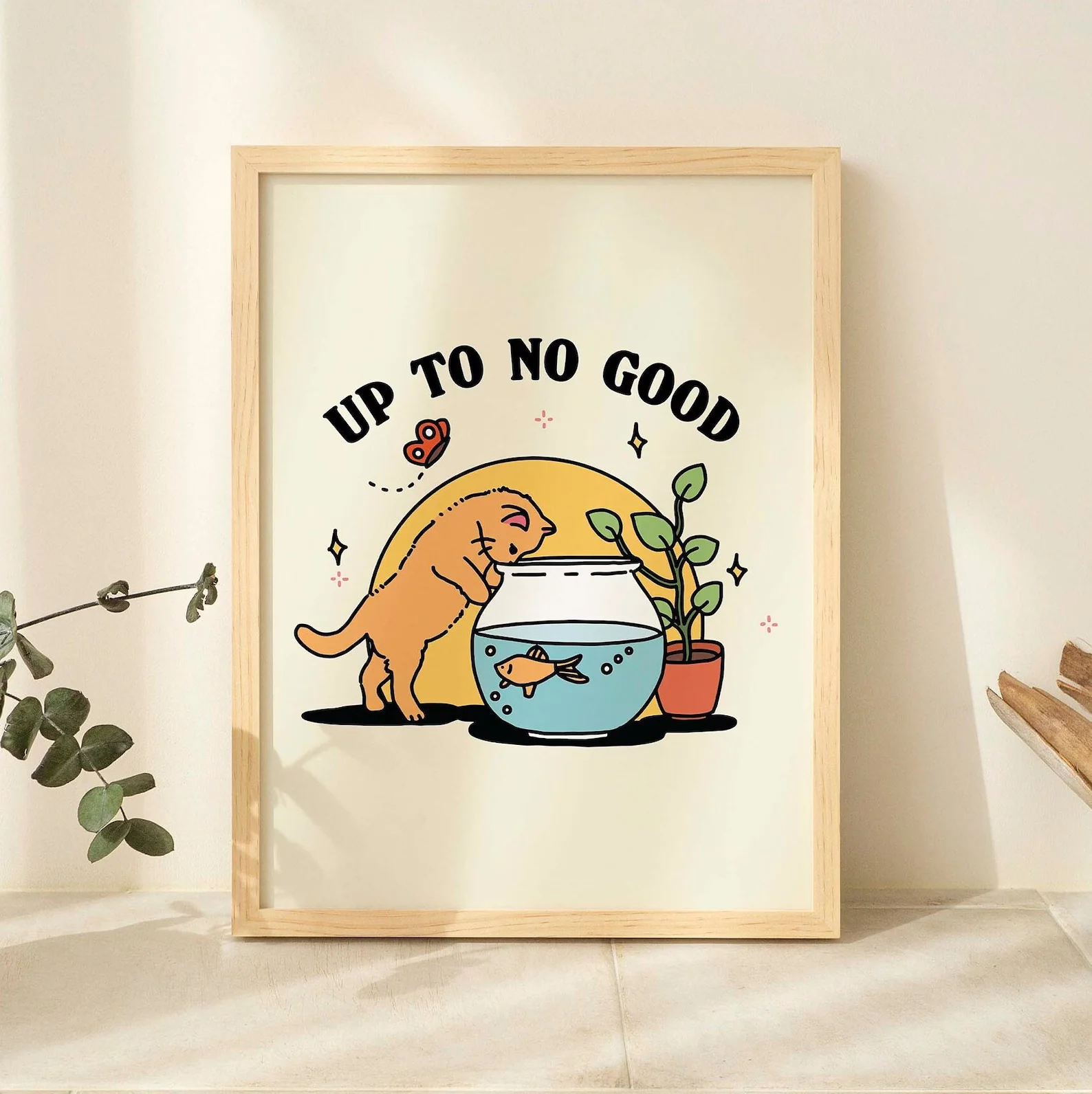 Kätzchen- und Fischschalen-Druck, bis zu kein gutes Poster, freche Katzenposter, Kinderzimmer- und Kinderzimmerdrucke, einzigartiger Matisse-Druck, Gallery Wa