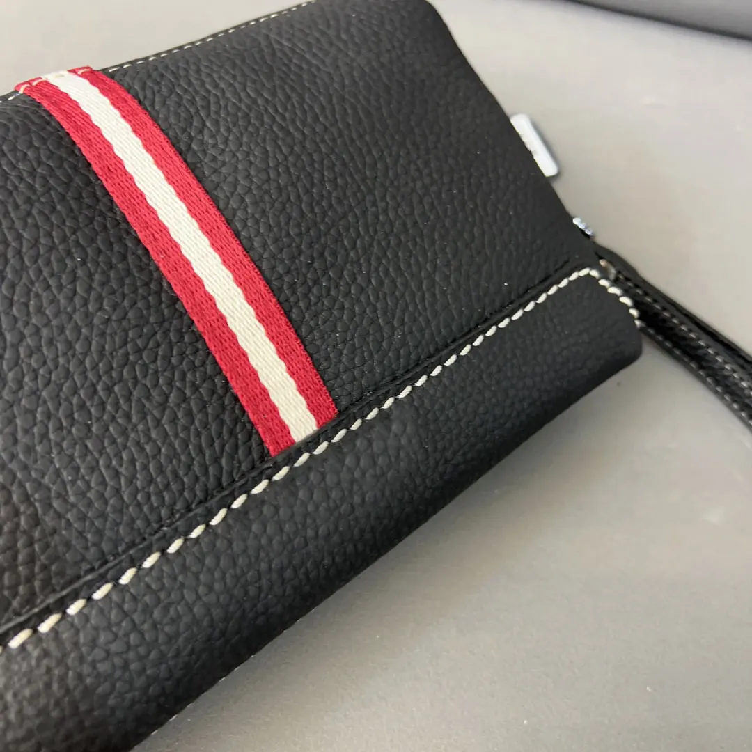 Fashion Men\'s Long Purse Men Wallets Luxury TB Striped Design All-match Men Clutch Leather Business High Quality Male Purse