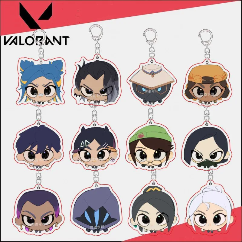 حار لعبة لطيف أنيمي VALORANT سلسلة مفاتيح مصنوعة من الأكريليك المساعدون الكرتون مضحك حقيبة قلادة الإبداعية سحر حلقة رئيسية أصدقاء المشجعين الهدايا #1