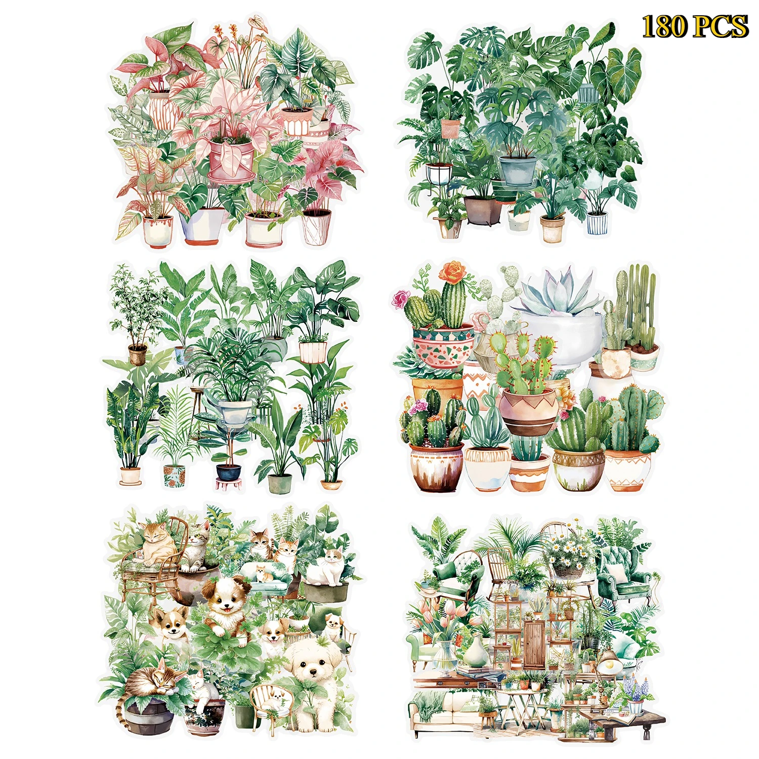 

Journamm 180 Pieces Vintage Flower Stickers Set Clear Botanical Floral Journaling Sticker for Scrapbooking Junk Journal