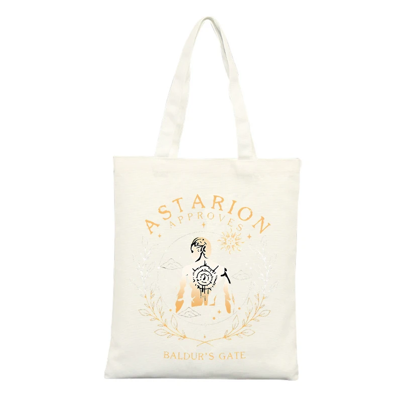 Canvas Tote Bag with Typography and Sun Graphic, Casual Style for Daily Shopping and Outings