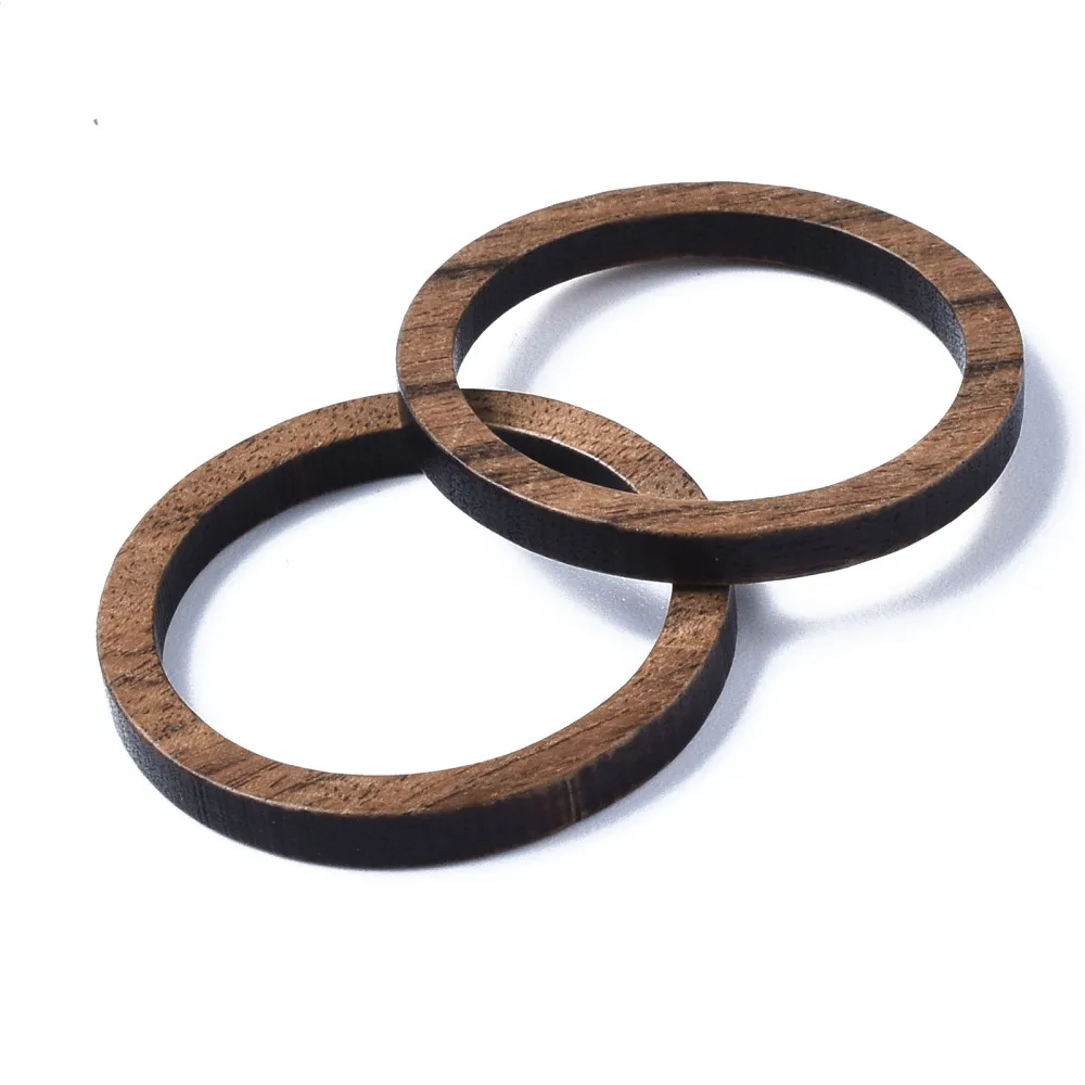 50Pcs Walnut Wood Linking Rings Brown Wooden Round Ring Circles Beads for DIY Pendant Connectors Macrame Craft Ornament 24.5x3mm