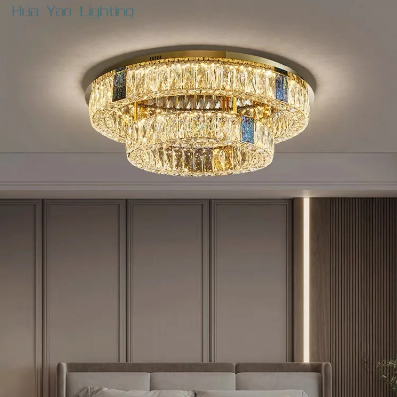 Modern Luxury Crystal Pendant Light Lustre Gold Lampara Techno Ceiling  Living Room Bedroom Kitchen Decorative Chandelier
