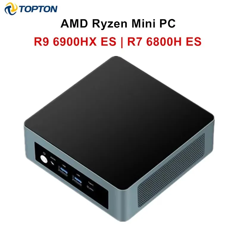 Topton AMD Mini Gaming PC Gamer Ryzen 9 6900HX ES 8 Core 2xDDR5 2xLAN 2.5G NVMe USB4 Windows 11 Pro كمبيوتر مكتبي صغير WiFi6E