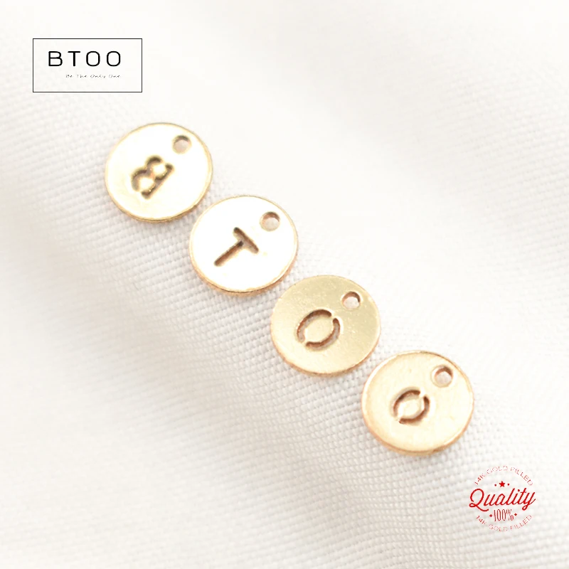 Real 14K Gold Filled 6MM Round Letter Charm for Jewelry Making DIY Accessories Necklace Charm Hypoallergenic Jewelry Accessory