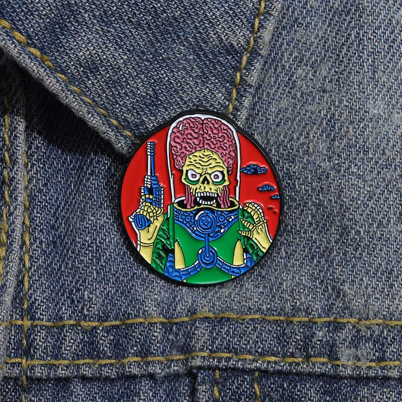 Cartoon Skeleton Alien Enamel Pins Gothic Anime Brooches Science Fiction Movie Lapel Badges Clothes Backpack Jewelry Wholesale