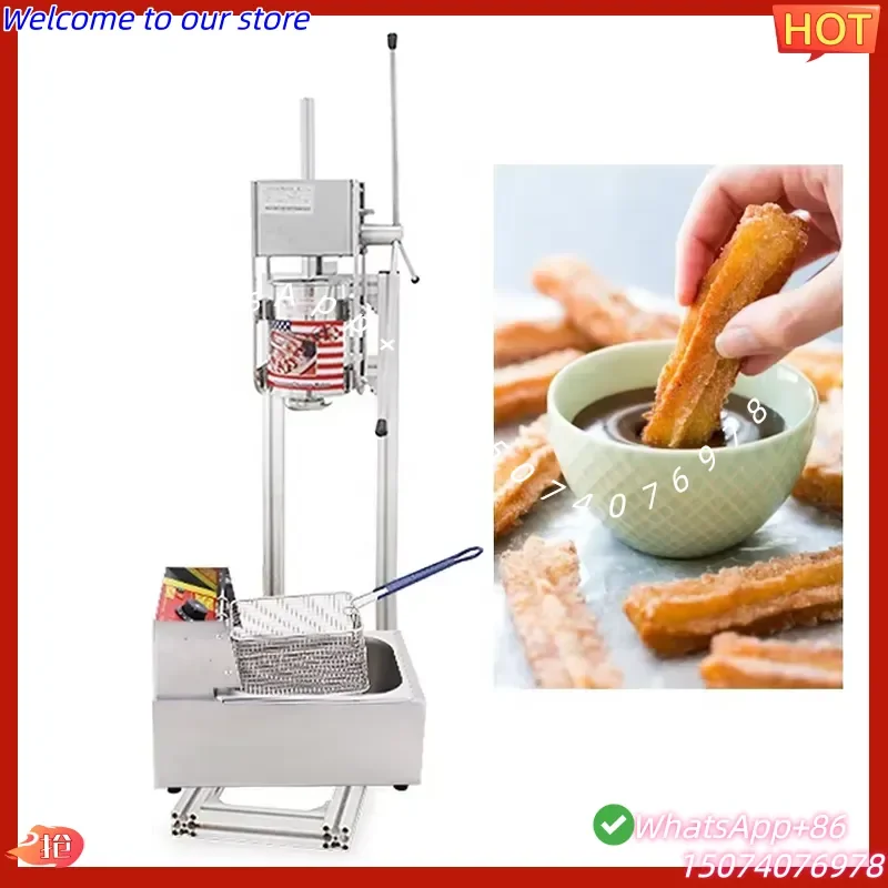 Máquina Manual de Acero Inoxidable para Hacer Churros 2026, con 5 Boquillas y Freidora Eléctrica, para Churros Españoles