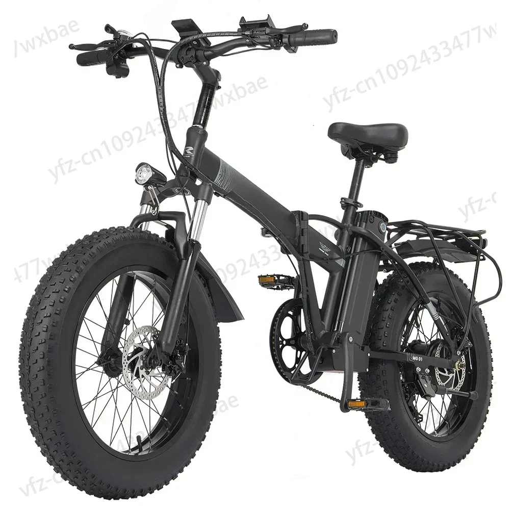 Folding Electric Bicycle 1000W 48v 14AH Fat Tire  Mountain 20 Inch Electric Bikes Beach Cycling With Back Seat