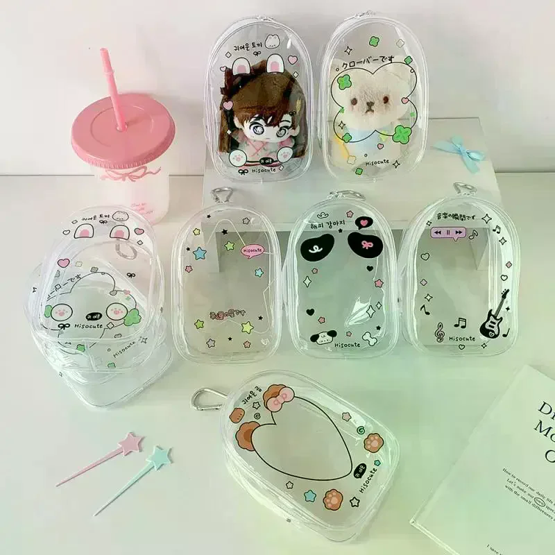 /GJ/Clear Outdoor Bag Doll Toy Transparent Display Bag Storage Box Pouch Mystery Box With Keychain Cute Doll Bag Cartoon