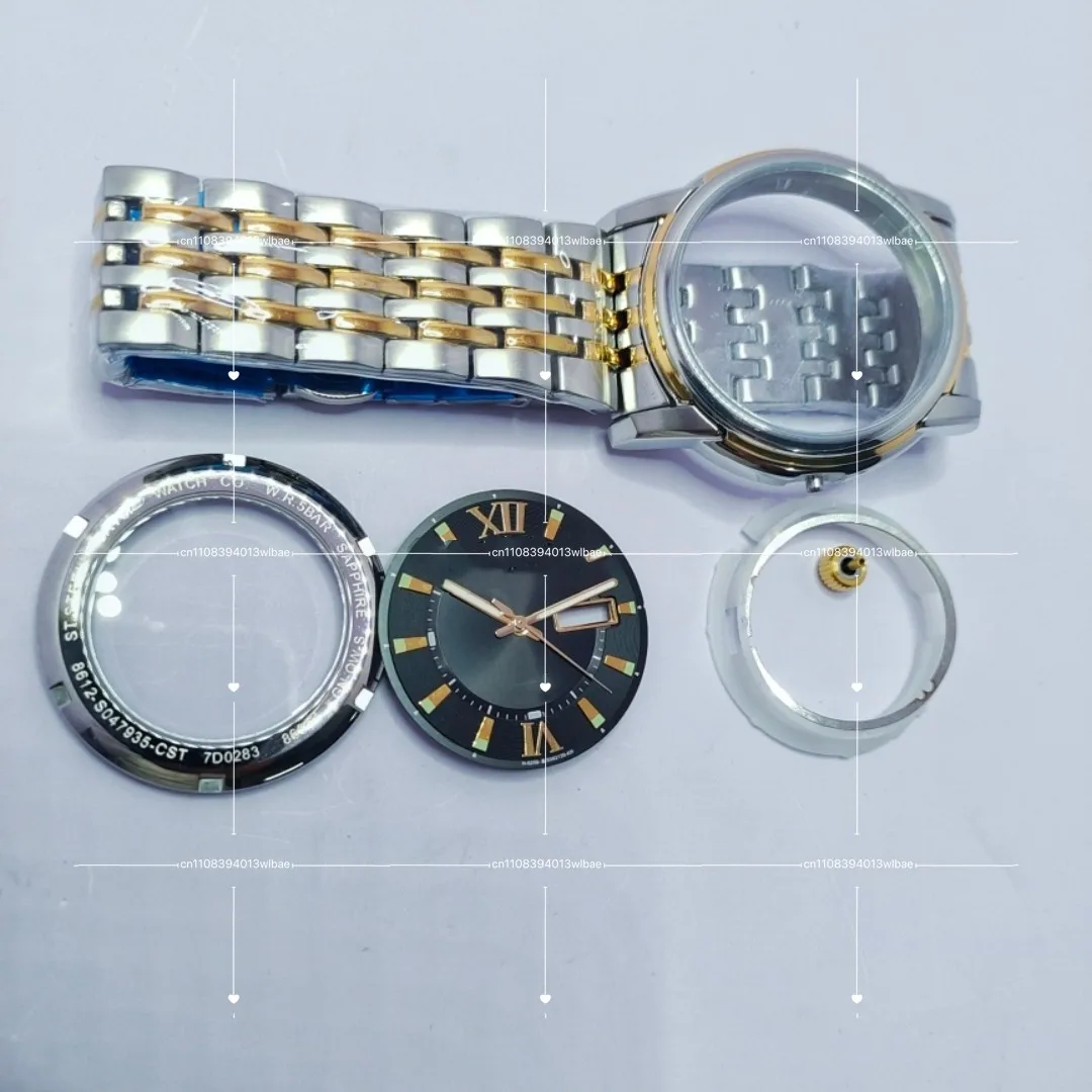 

1PC Watch Accessories Case Band Dial Hands Set FOR CITIZEN Watch 8200 8215 Movement Solid Steel Strap Shell Dial NO Movement