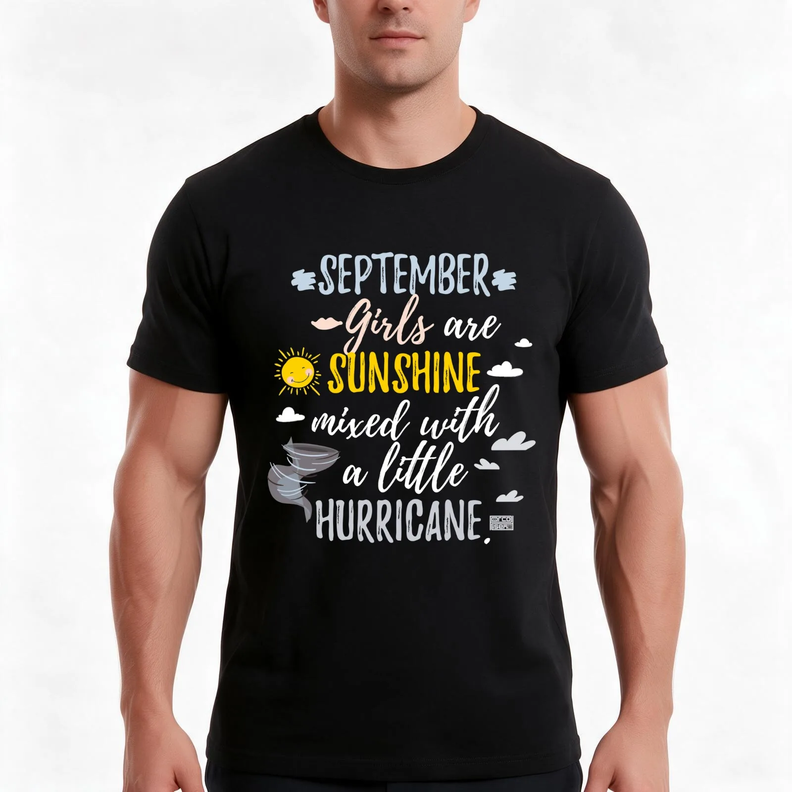 SEPTEMBER Girls Sunshine and Hurricane Birth Month T-Shirt, Summer Casual Cotton Tee, Oversized Streetwear Tops, 100% Cotton
